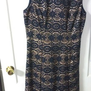 Vince Camuto Navy and Rose Gold Sequin Dress Sz 12